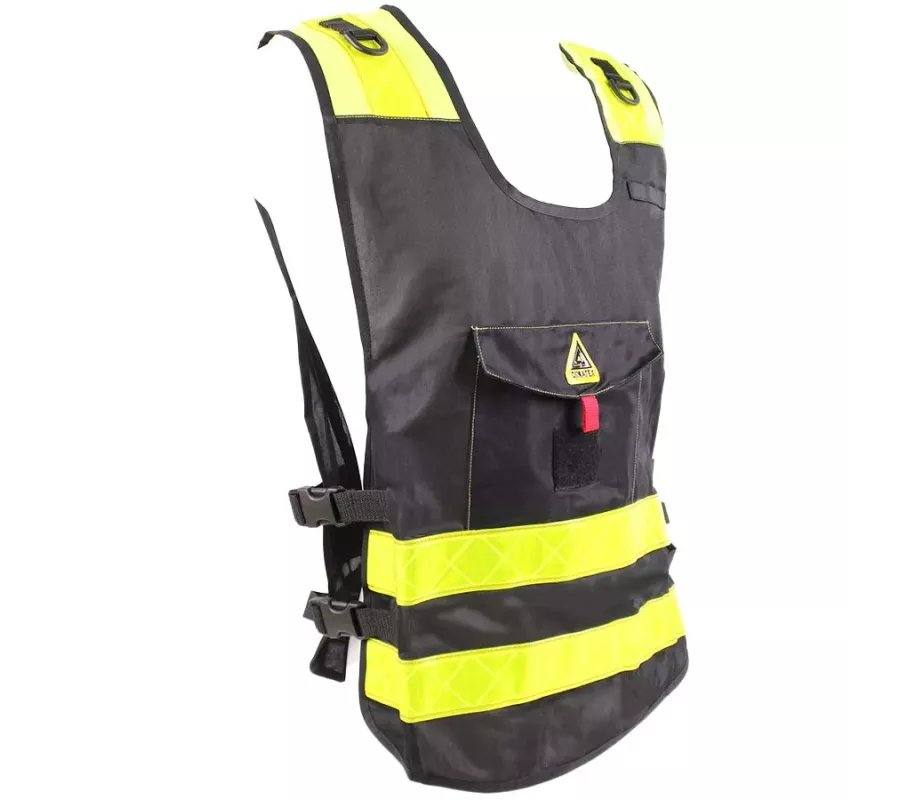 Chaleco PADDOCK Negro – Ajustable y Personalizable con Alta Visibilida