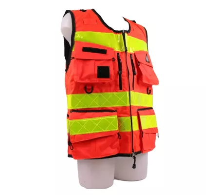Chaleco STAFF PREMIUM Rojo EN 20471 | Alta Visibilidad y 12 Bolsillos