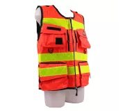 Chaleco STAFF PREMIUM Rojo EN 20471 | Alta Visibilidad y 12 Bolsillos