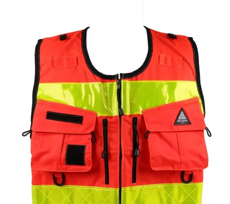 Chaleco STAFF PREMIUM Rojo EN 20471 | Alta Visibilidad y 12 Bolsillos