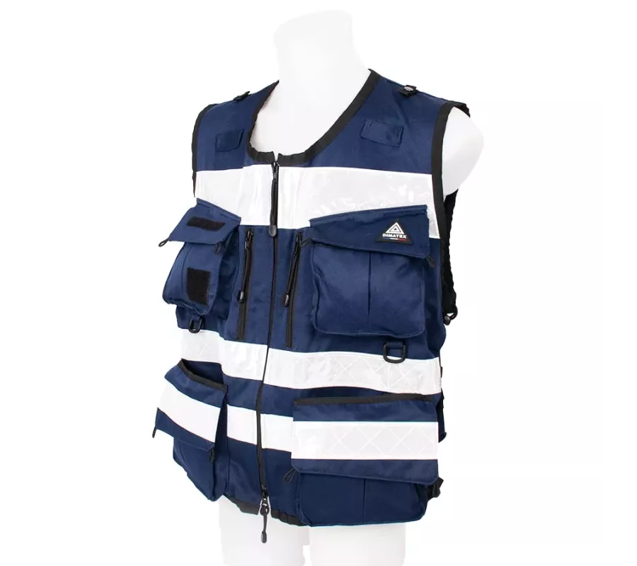 Chaleco STAFF ACCESS Azul Noche | 10 Bolsillos y Alta Funcionalidad