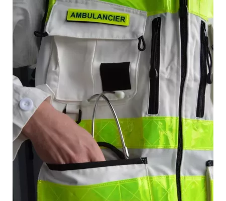 Gilet de Intervención Blanco STAFF ACCESS – Multi-bolsillos y Ajustabl