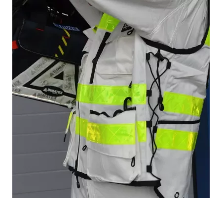Gilet de Intervención Blanco STAFF ACCESS – Multi-bolsillos y Ajustabl