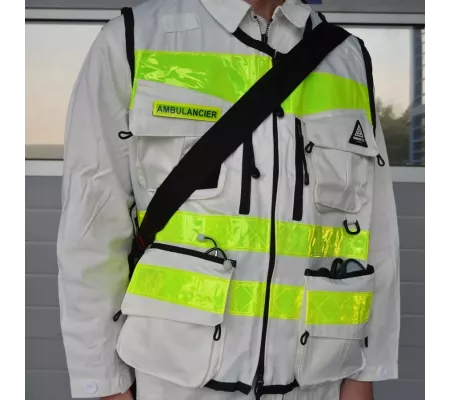 Gilet de Intervención Blanco STAFF ACCESS – Multi-bolsillos y Ajustabl