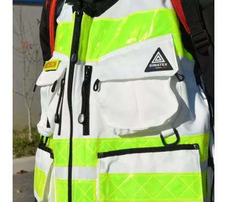 Gilet de Intervención Blanco STAFF ACCESS – Multi-bolsillos y Ajustabl