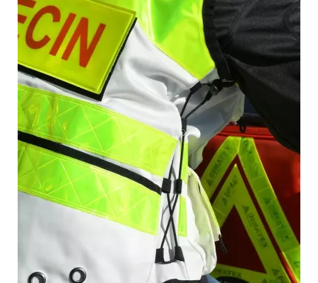 Gilet de Intervención Blanco STAFF ACCESS – Multi-bolsillos y Ajustabl