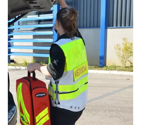 Gilet de Intervención Blanco STAFF ACCESS – Multi-bolsillos y Ajustabl