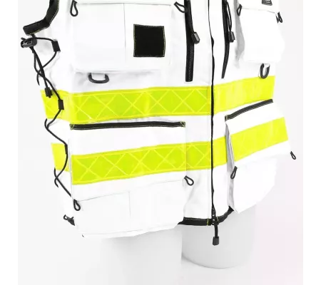 Gilet de Intervención Blanco STAFF ACCESS – Multi-bolsillos y Ajustabl