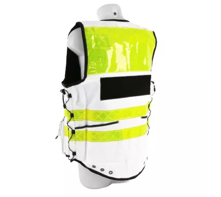 Gilet de Intervención Blanco STAFF ACCESS – Multi-bolsillos y Ajustabl