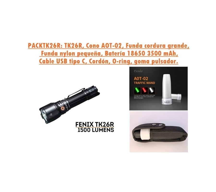 PACKTK26R: Linterna TK26R + Cono tráfico blanco AOT-02 + Funda de cordura | XS Equipament